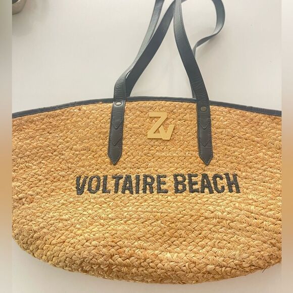 Zadig & Voltaire Initiale Woven Jute Tote FLAWED - Picture 3 of 14